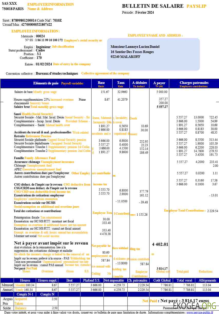 Modèle de fiche de paie France (en langue française) aux formats Word et PDF.pdf, 1
